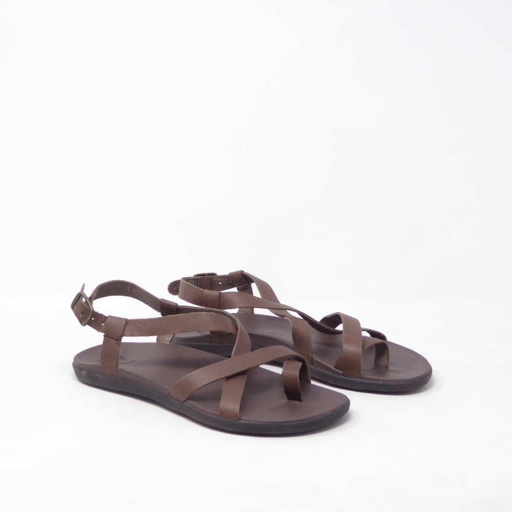 OluKai Upena Womens Thong Sandals Brown Leather Strappy Size 7